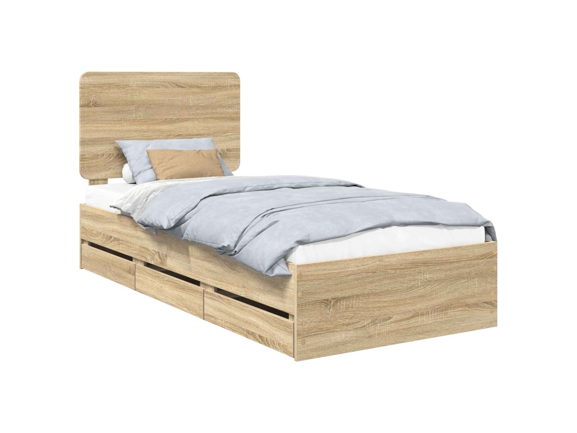 Estrutura de Cama com Gaveta MAISON EXCLUSIVE Carvalho Sonoma 75 X 190 cm