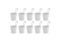 10pcs Vasos De Flores Pendurados Com Ganchos Removíveis Para Plantas Internas E Externas Baldes De Metal Cerca De Parede Decoração Para Casa Branco