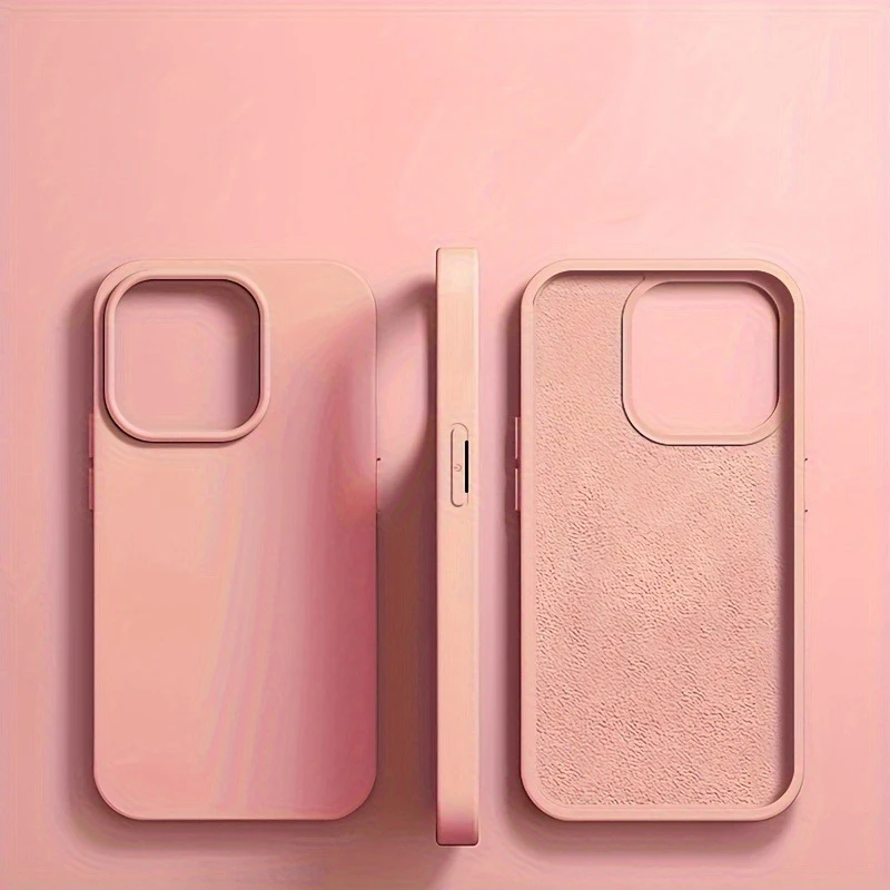 (iphone 14 Plus Rosa) Capa De Luxo Em Silicone Líquido Para Iphone, Capa Macia À Prova De Choque.