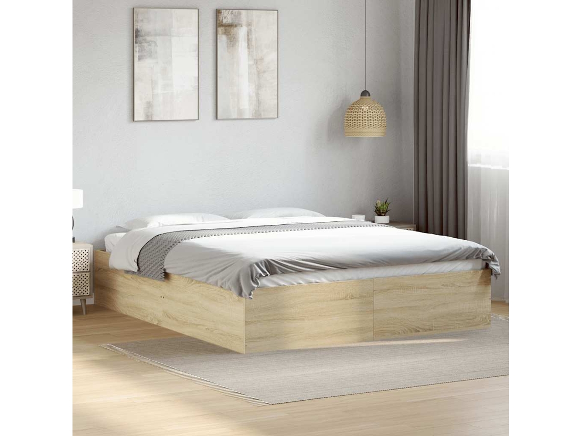 Vidaxl Estrutura De Cama 150x200 Cm Derivados Madeira Carvalho Sonoma