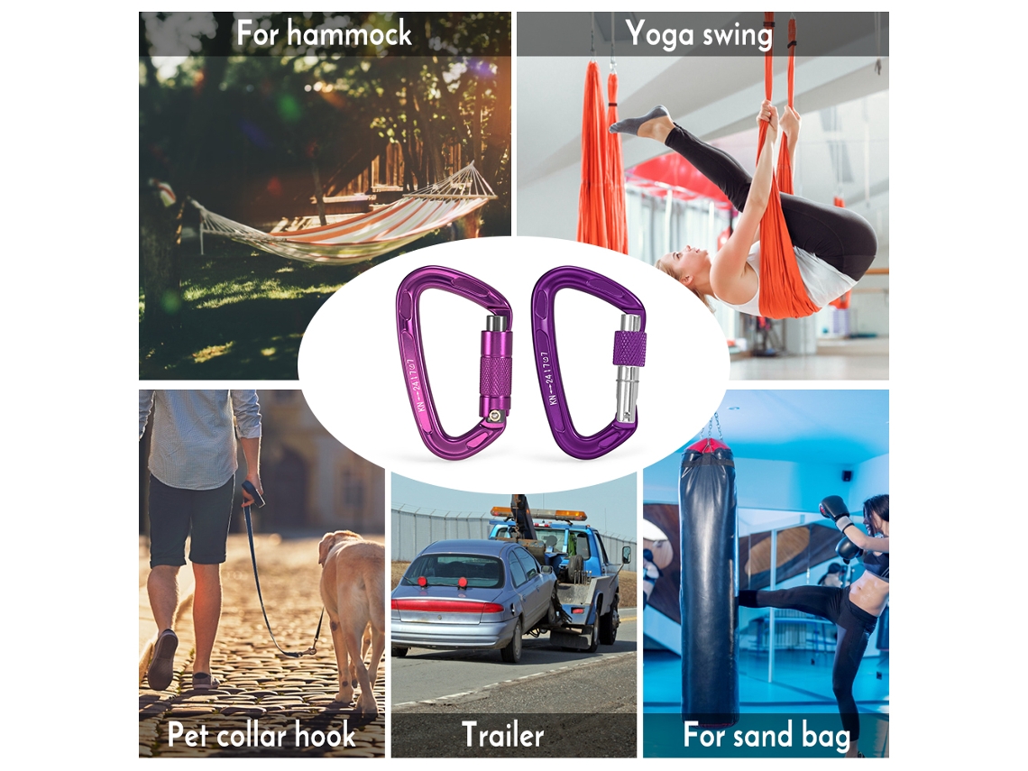Carabiner De Portão Com Travamento De Torção 24kn Duty Auto Lock Para Escalada Montanha Hammock D-ring