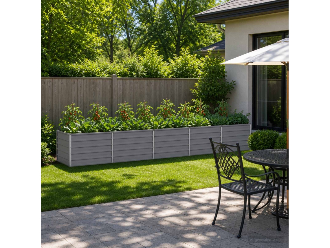 Vidaxl Cama De Jardim Elevada Cinzento 400 X 80 X 55 Cm