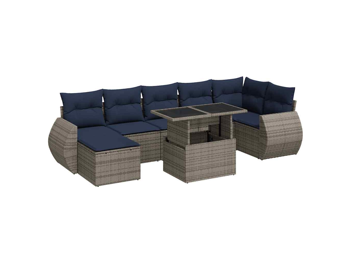 Conjunto de 8 Sofás Jardim com Almofadões Vime Pe/acácia Cinzento MAISON EXCLUSIVE (8 pcs)