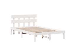 Conjunto 1 Estrutura Da Cama Vidaxl Branco Madeira De Pinho Maciça (120 X 190 Cm)