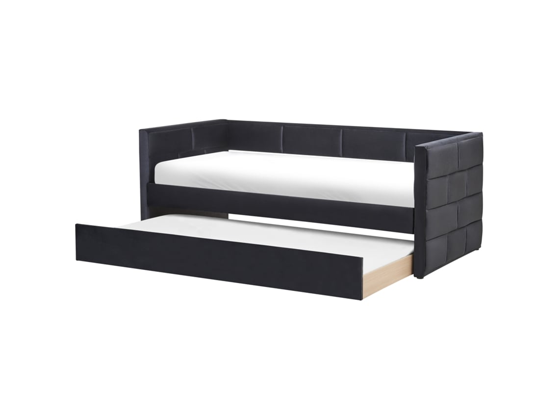 Cama Dupla Glamorosa Beliani Chavonne  Ii De Veludo Preto 90x200