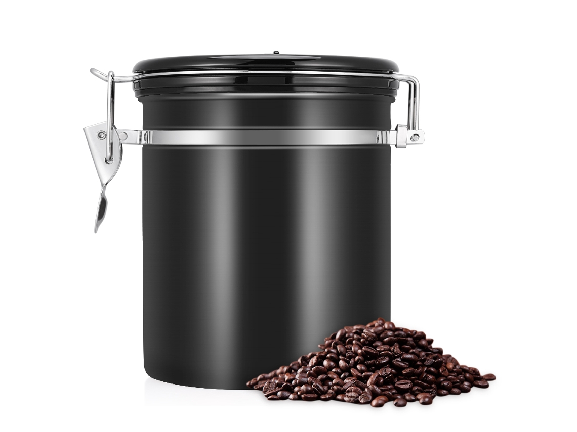 Ronjoe-recipiente Hermético De Aço Inox 304 Para Grãos De Café 1.5l Com Compasso De Data