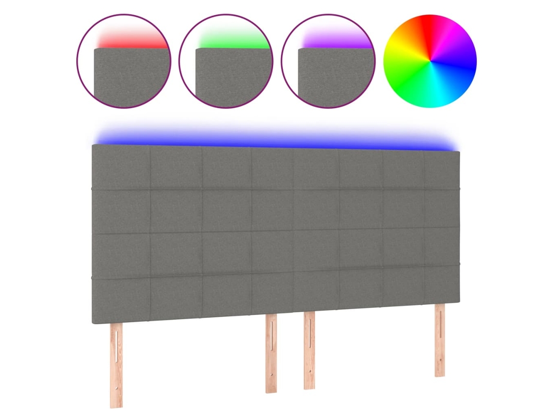 Cabeceira de Cama com Led Tecido Cinza escuro MAISON EXCLUSIVE (200x5x118 cm)