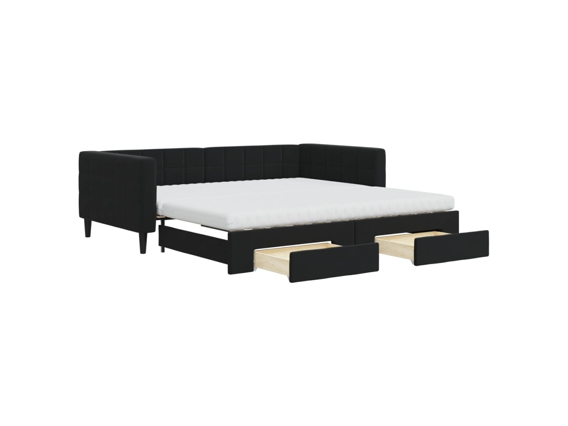 Sofá-cama Com Gavetão Vidaxl Preto Veludo