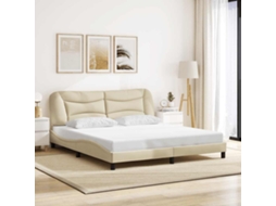 Vidaxl Estrutura De Cama Sem Colchão Hvar 180x200 Cm Tecido Cor Creme