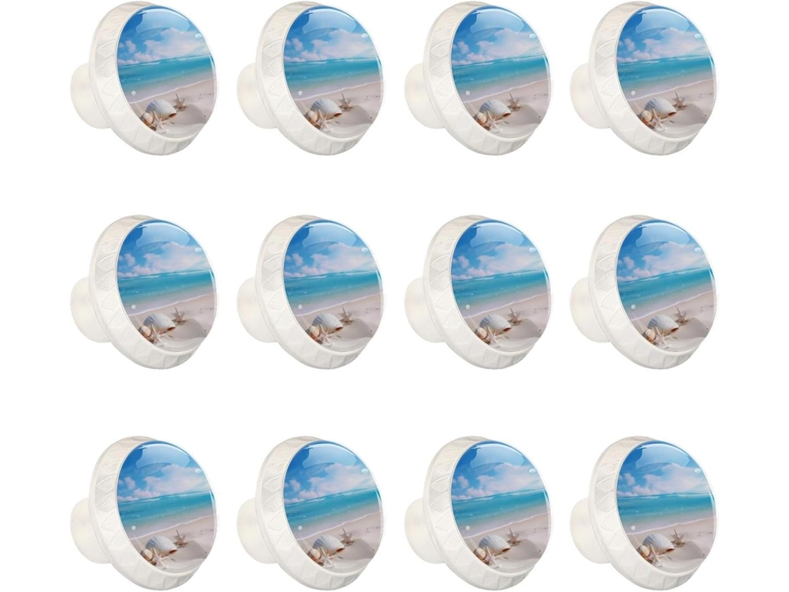 Puxadores E Maçanetas Redondas Para Armários De Cozinha, Conjunto De 12 Peças, Com Design De Conchas E Areia Do Mar