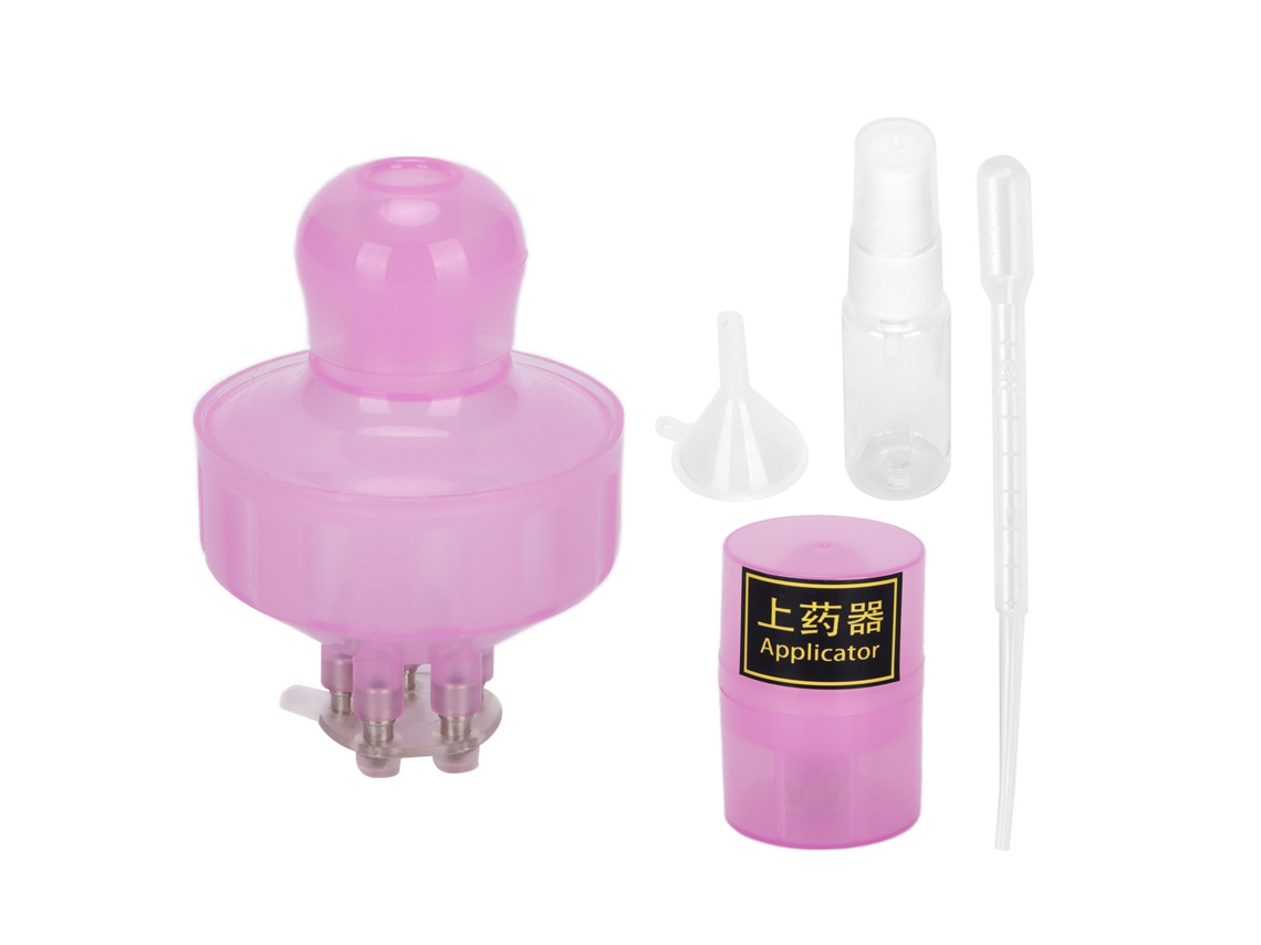 Aplicador Portátil De Cabelo Com Escala E Escova De Massagem Para Cabelo Finto E Perda De Cabelo Rosa