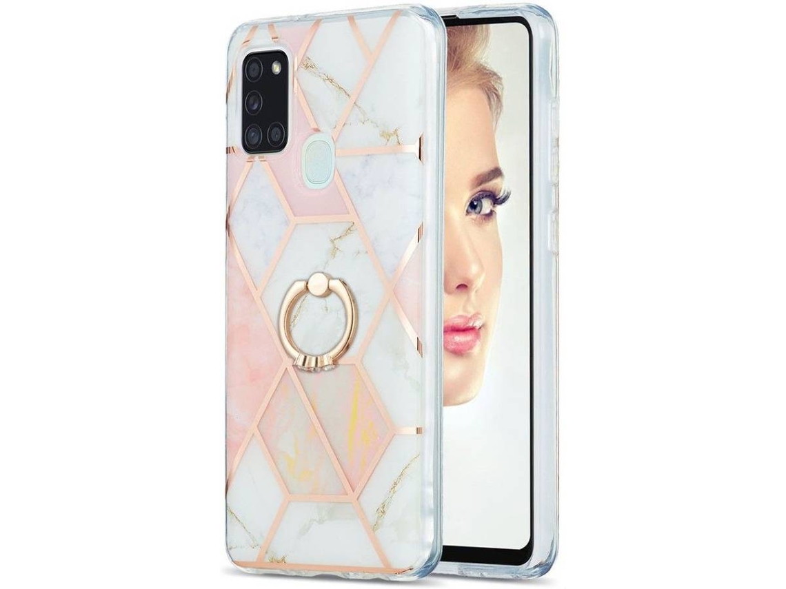 Capa Samsung Galaxy A21s  HFS-HOUSE Mármore com Anel de Suporte (Rosa)