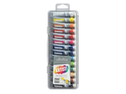 Conjunto De Tinta Têmpera Cretacolor 14 Cores Em Uma Caixa De Armazenamento De 7,5 Ml