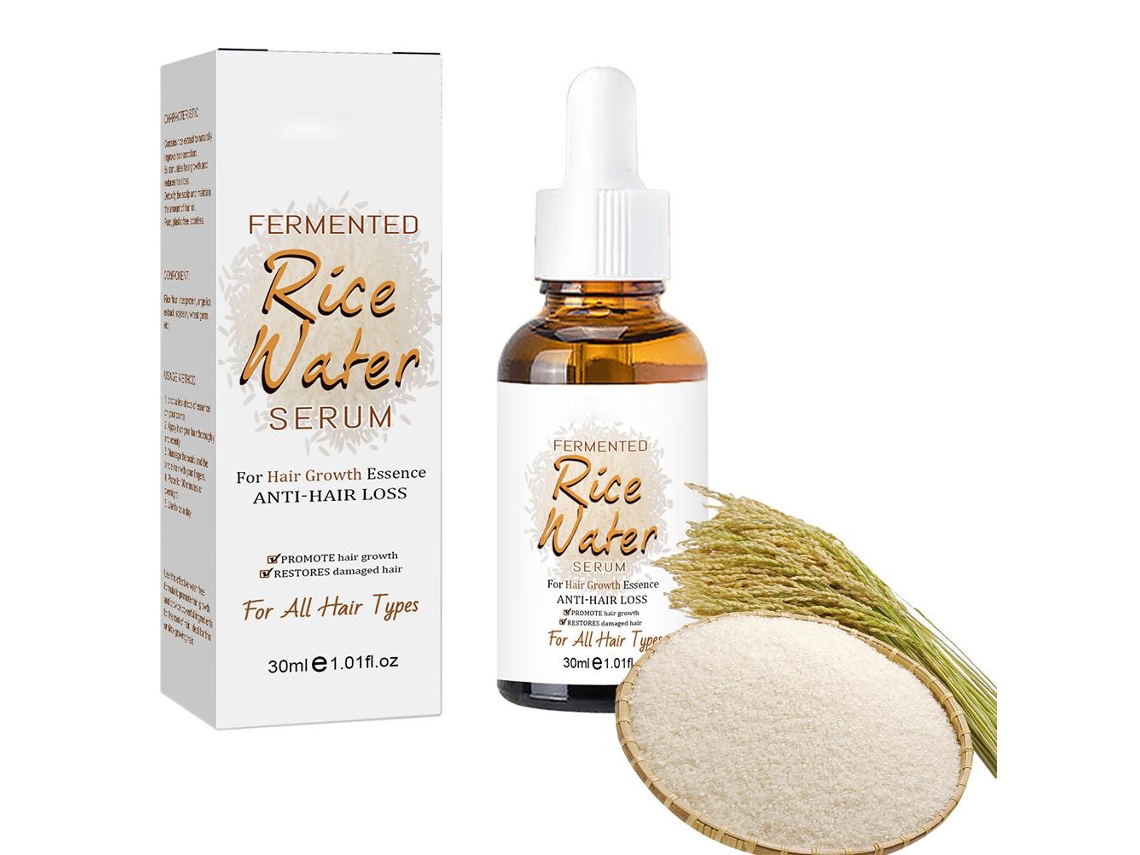 Soro De Água De Arroz Fermentado Para Crescimento Capilar Nutrição Scalp Para Cabelo Fino E Perda De Cabelo