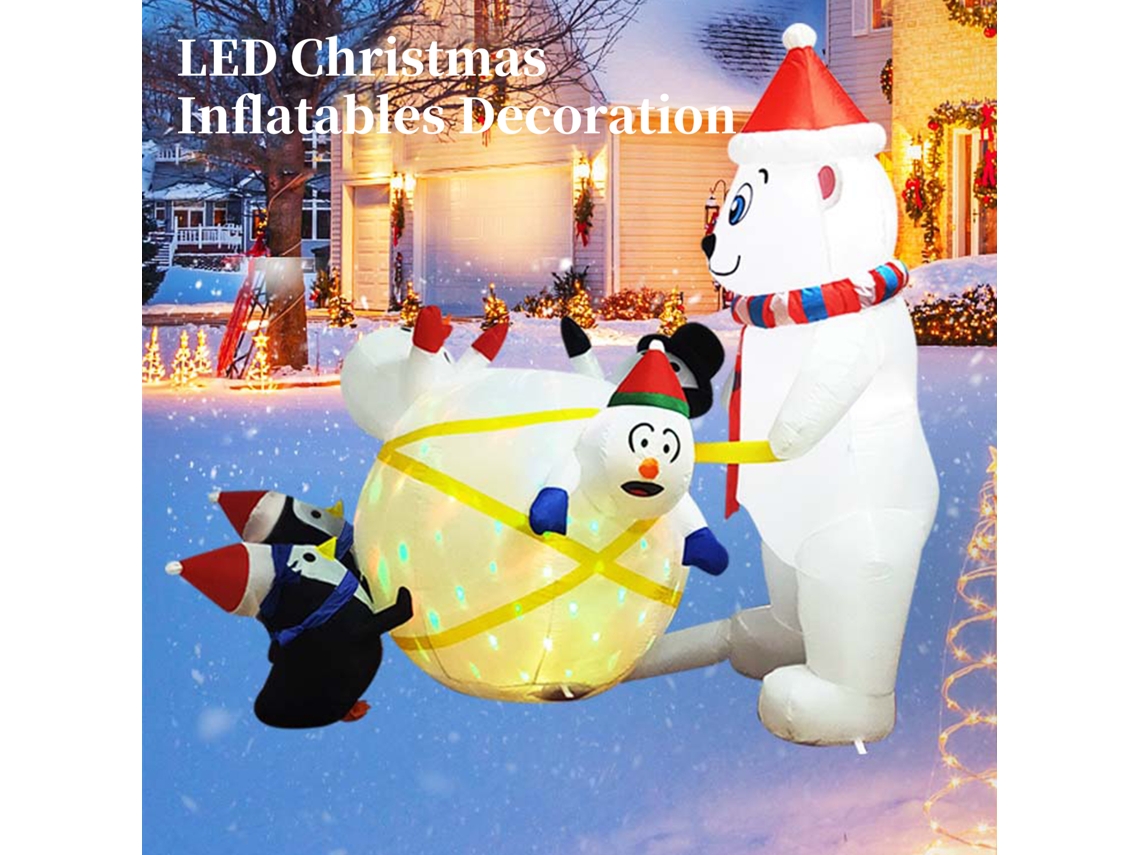 Inflável Natal 6ft Urso Polar Boneco Neve Pinguim Luz Led (LxAxP cm)