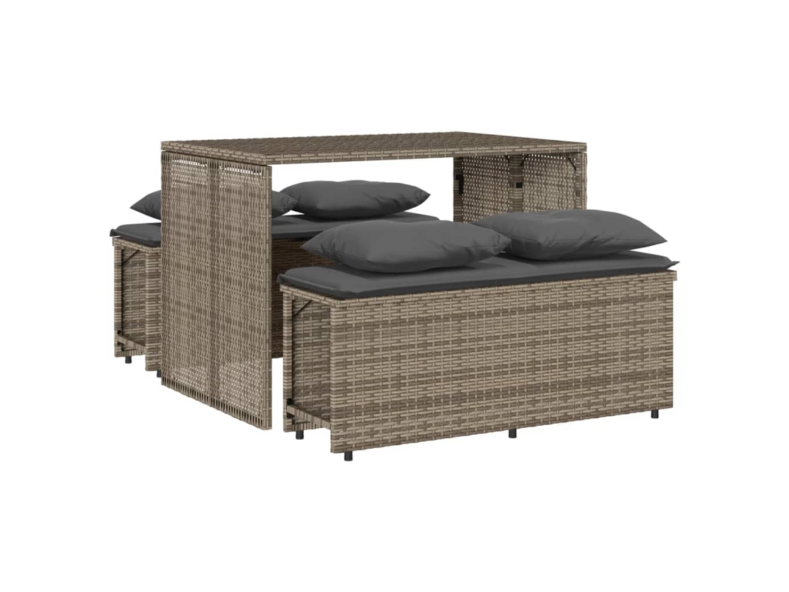Jantar Set 3 Pcs for Garden with Almofadões Vime Pe Cinza MAISON EXCLUSIVE (3 pcs)