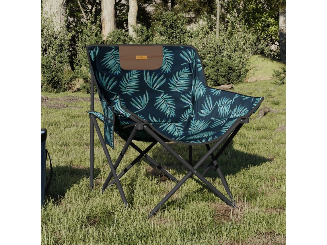 Vidaxl Cadeiras De Campismo Com Bolso Dobráveis 2 Pcs Estampa Folhas
