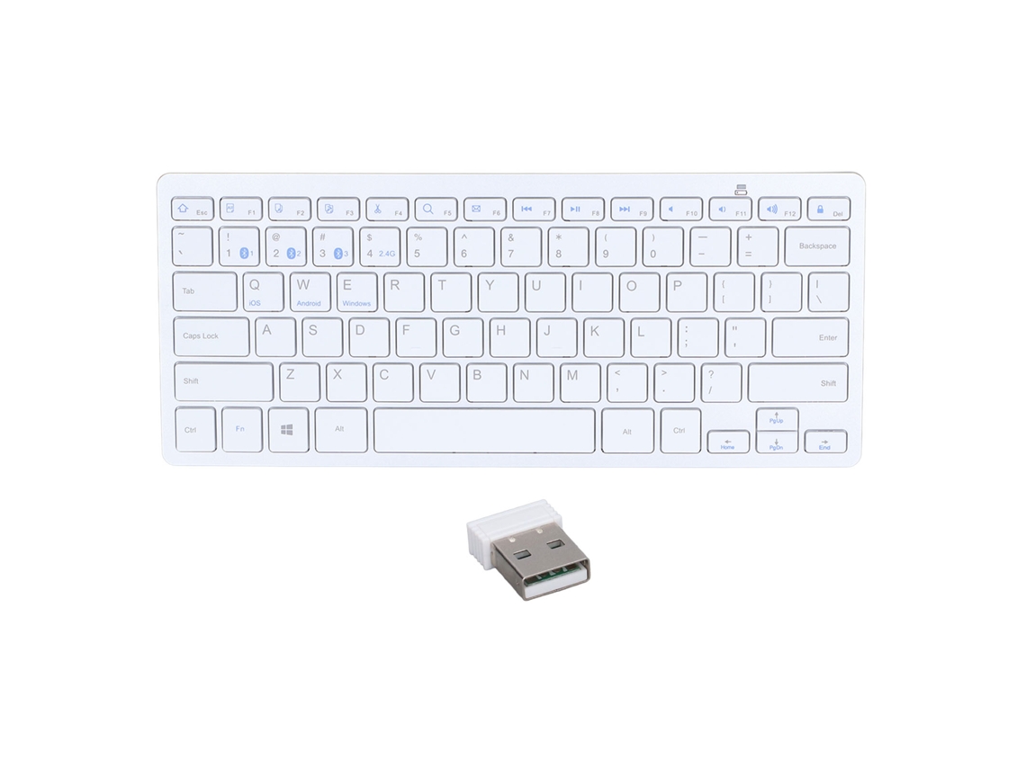 Teclado Bluetooth Ultra Slim Portátil 78 Teclas Sem Fio para Ios Android Branco