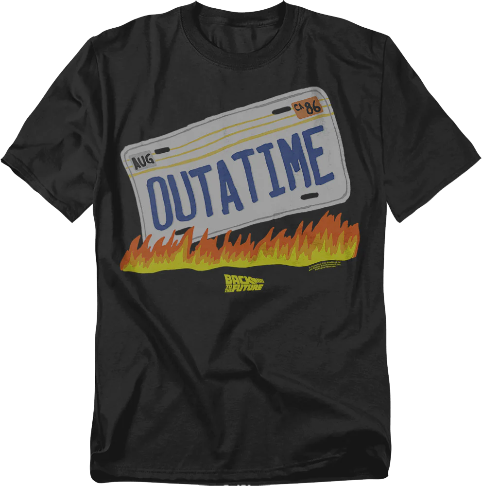 T-shirt Rockinstone License Plate & Flames Back To The Future(xxl)