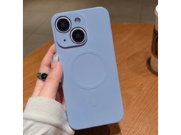 Capa Magsafe Para Iphone 14 Plus - Silicone Líquido Com Cor Sólida | Magnética - Azul Yuanfeng