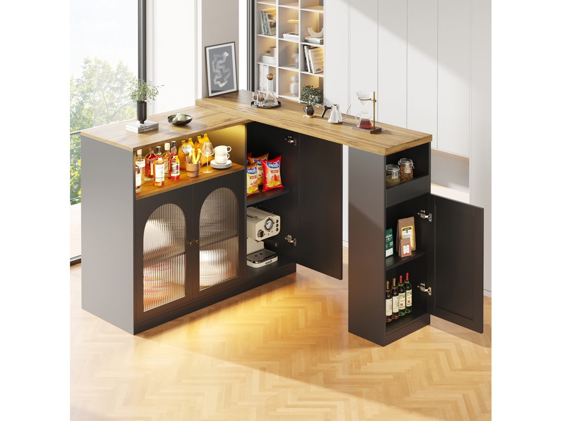 Buffet Moderno Com Tabuleiro Giratório E Retrátil Vários Compartimentos Mdf Branco Estilo
