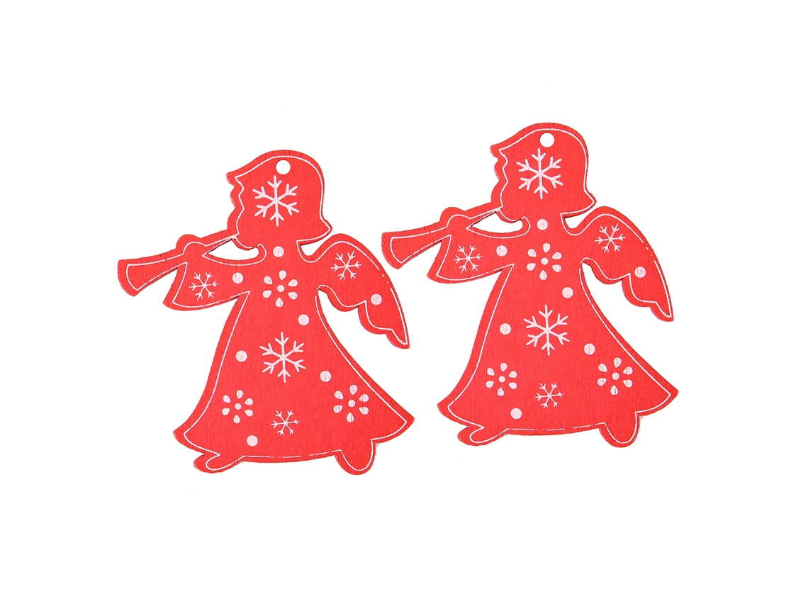 Laxiscreed Conjunto De 50 Pendentes De Madeira Com Anjo Vermelho Para Decoração De Casa E Diy