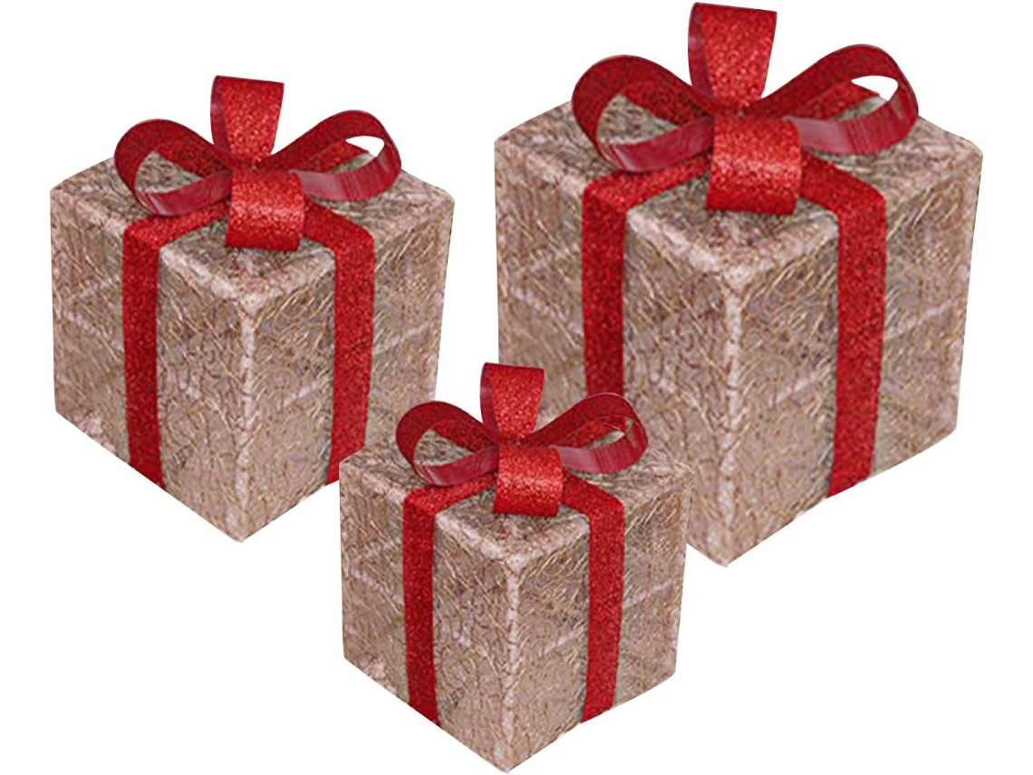 Caixas De Natal Iluminadas, Conjunto De 3 Peças, Decoração Sazonal |