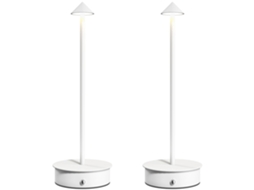 2 Lâmpadas de Mesa Led Recarregáveis com Usb,controle Tátil e Luz Regulável Ø10x30cm Branco BTFORUS