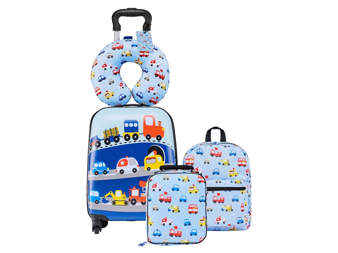 Conjunto De Malas Infantis 5 Peças Mochila Almofada Bolsa Etiqueta Camião Vevor