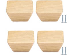 Conjunto De 4 Puxadores Redondos Madeira Para Gavetas, Armários E Portas, Ideais Para Móveis De Quarto, Cozinha E