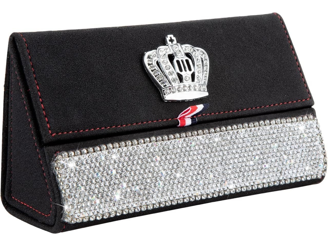 Porta, Óculos para Quebra, Sol de Carro com Coroa de Cristal Brilhante, Clipe e Porta, Bilhetes AQUAFORGE
