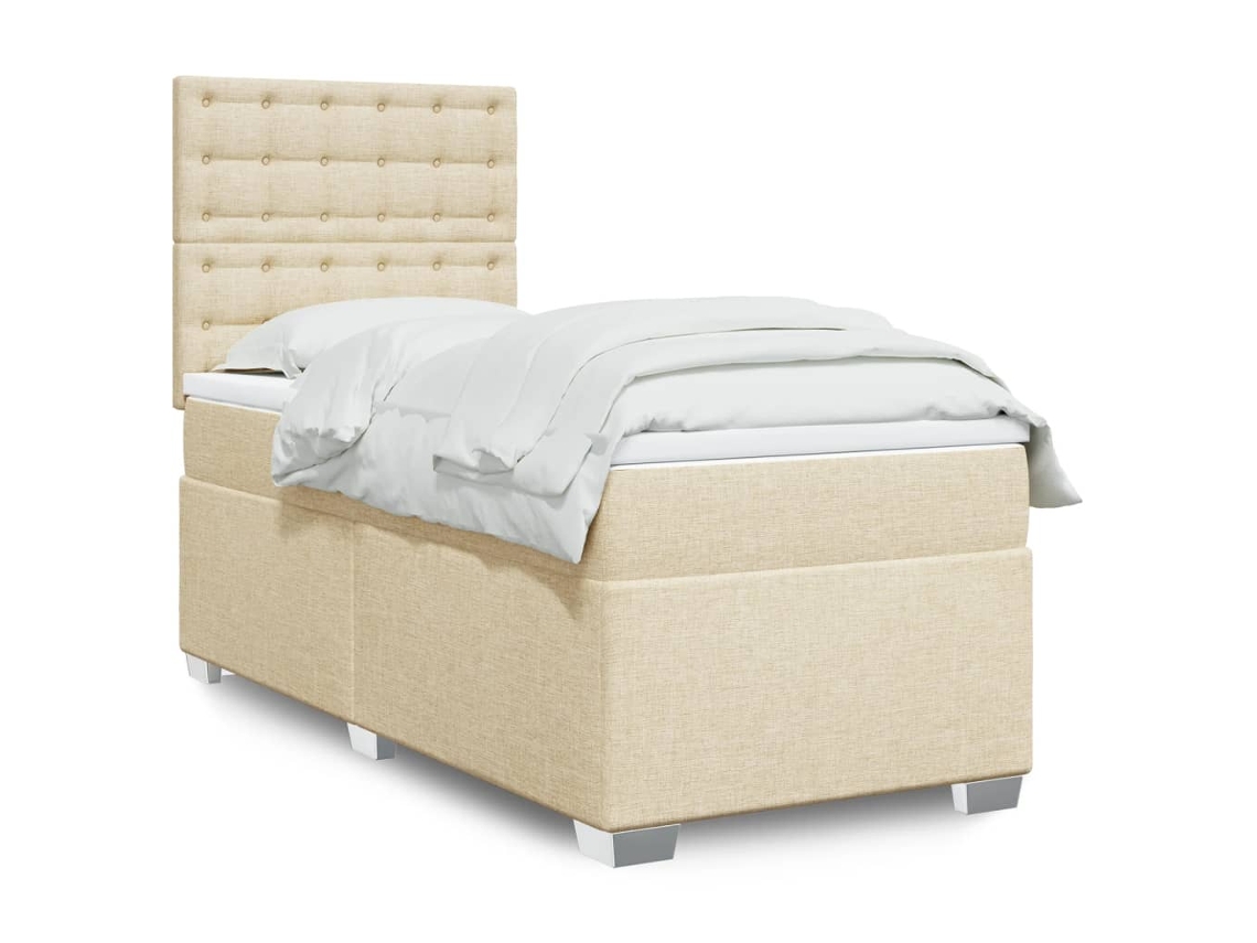 Vidaxl Cama Com Molas/colchão 90x190 Cm Tecido Cor Creme