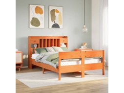 Vidaxl Cama Com Estante Sem Colchão 160x200 Cm Pinho Maciço