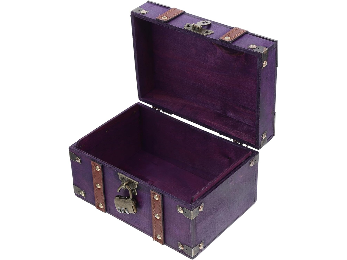 Caixa De Joias Vintage Quadrada De Madeira Com Fechadura, Organizador Multifuncional De Madeira