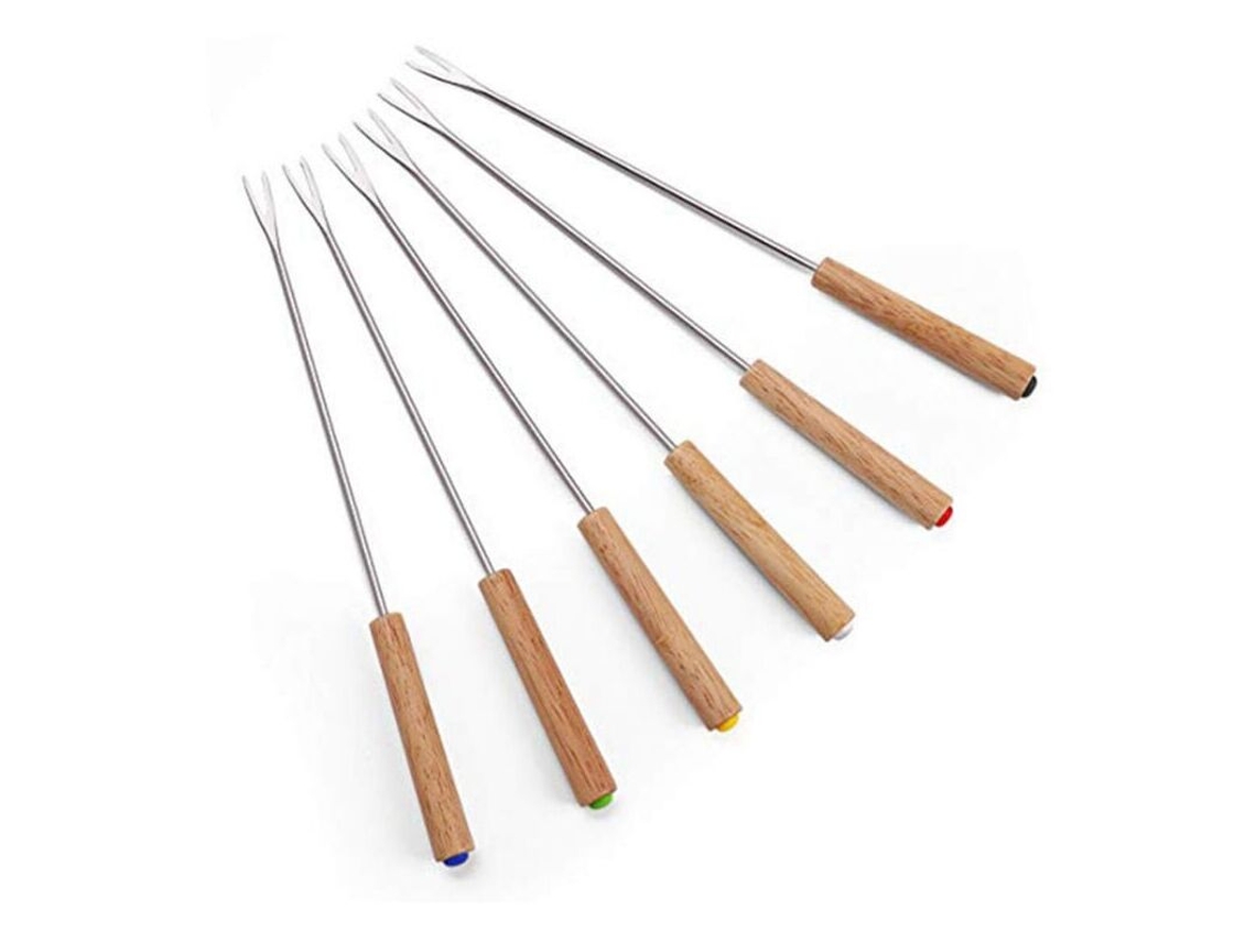 Garfos Para Fondue De Queijo Com Cabo De Madeira, Em Aço Inoxidável, 24 Cm, Para Uso Doméstico E Organização Da Cozinha