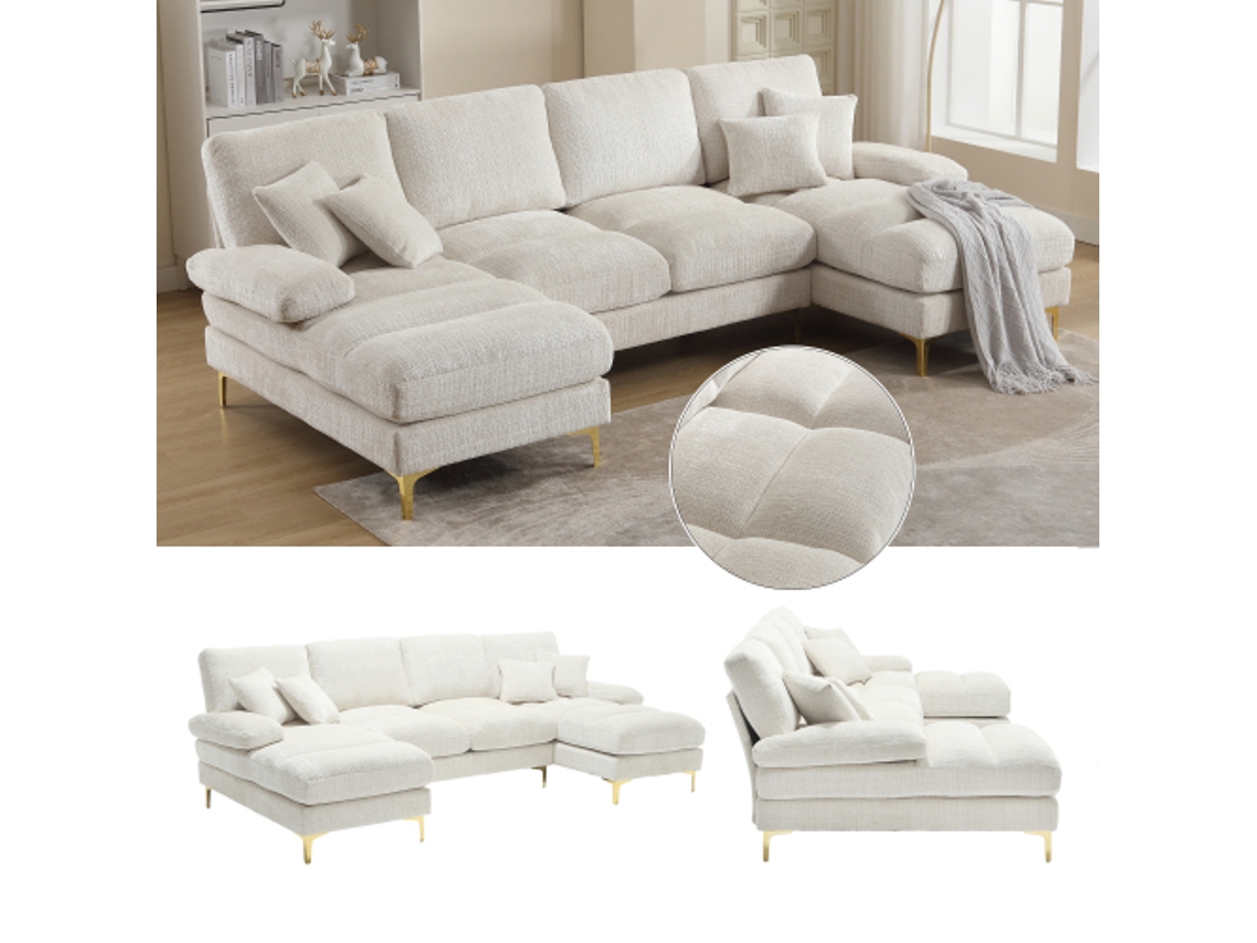 Sofá Modular Moderno Em Chenille Grande Com Dois Lugares De Reclinar Para Sala Quarto Escritório Apartamento Villa Liptaptyn
