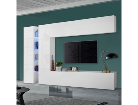 Armário de Parede de Tv Moderno 2 Móveis Branco Moderno Joy Twin WEB FURNITURE