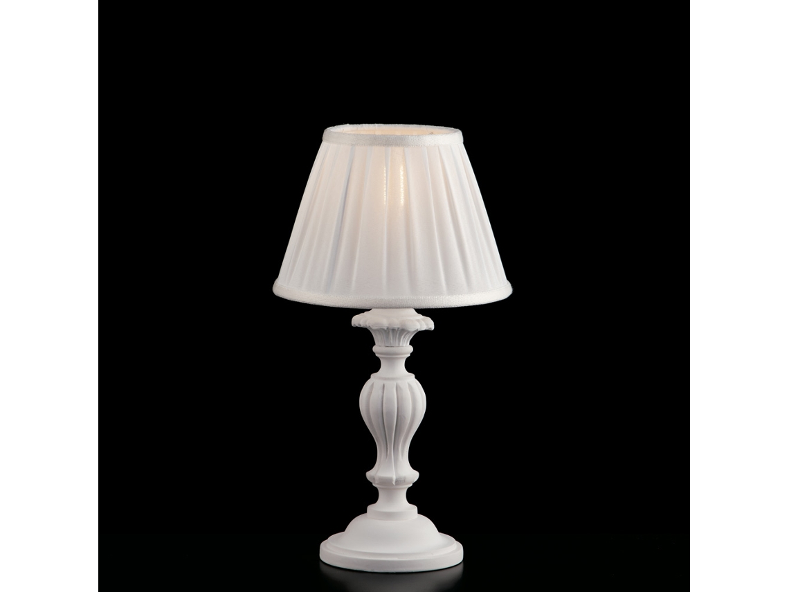 Leonardo - Candeeiro De Mesa Gasto De Madeira Branca 1 Luz Com Abajur Dm.20 H.43 - Ø20 - Bl180-lt-bco