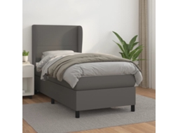 Vidaxl Cama Com Molas/colchão 90x190 Cm Couro Artificial Cinzento