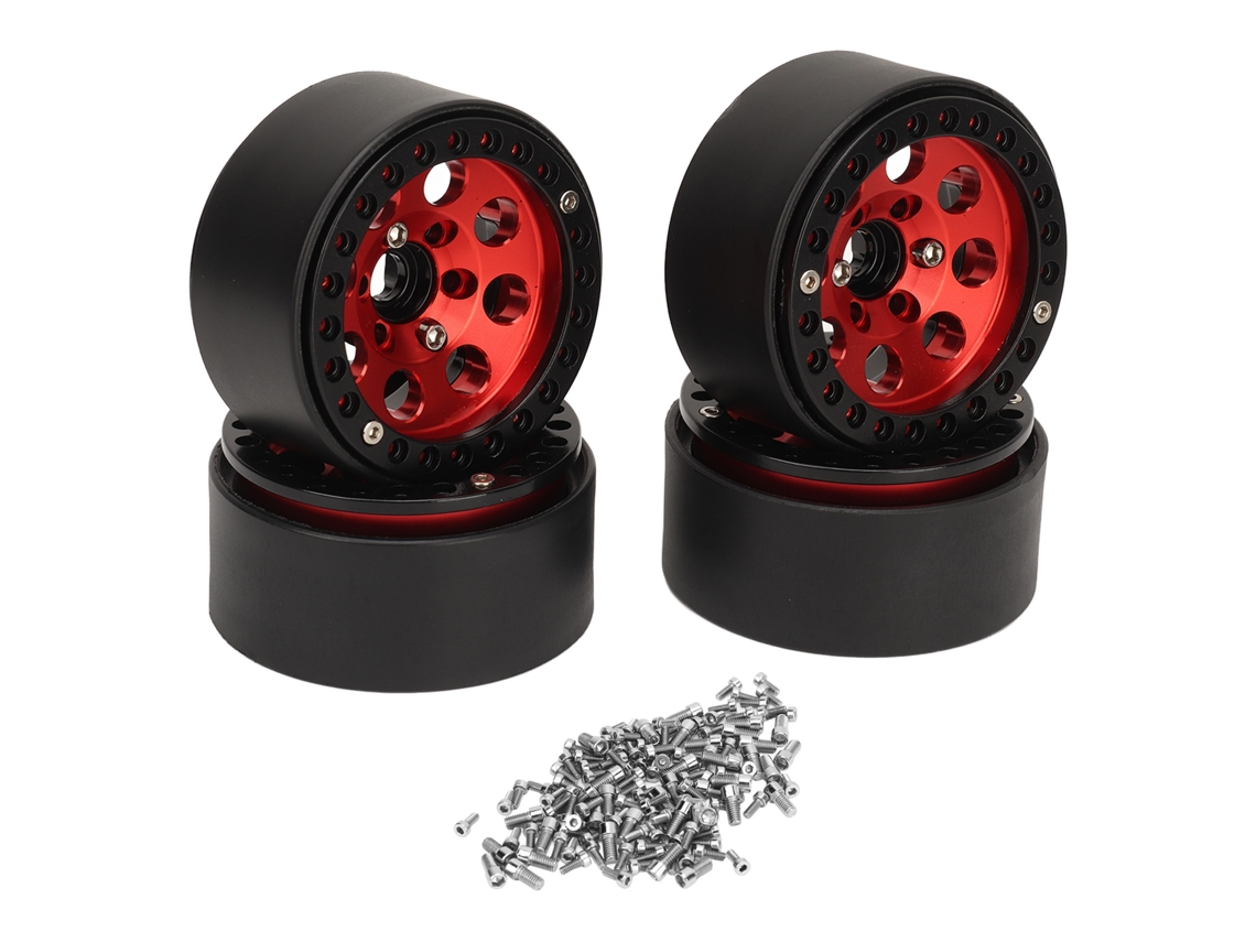 Mali 4pcs Aro de Roda Rc de 1.9 Polegada em Liga de Alumínio Estável para Axial Scx10 Ii Iii Vermelho