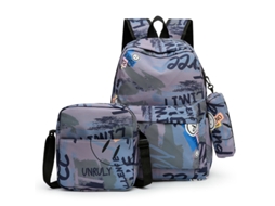 Conjunto de Mochila Escolar Leve e Impermeável 3 Peças CUICH (Roxa)