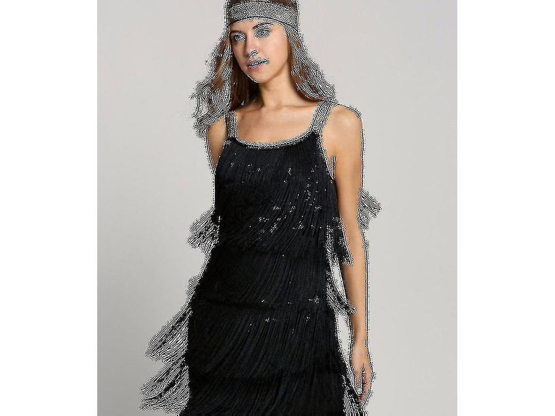 2026 vestido Vintage de Los Años 20 para Fiesta Con Flecos Y Accesorio de Cabeza Great Gatsby Mujer