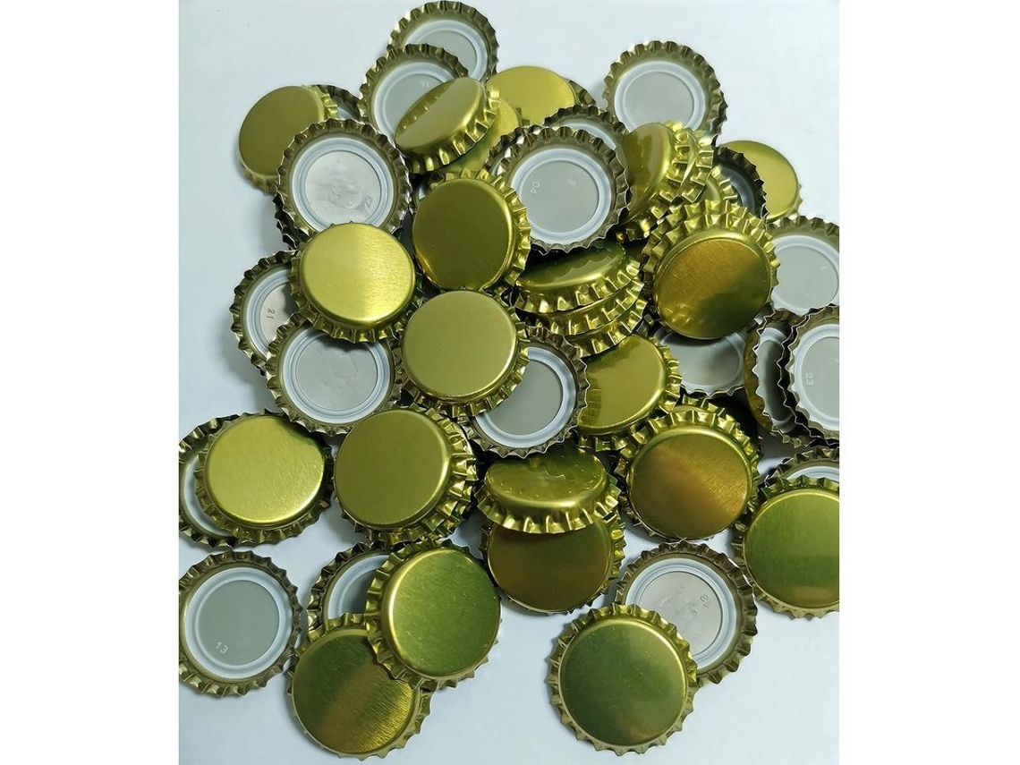 Tampas de Coroa Metálicas Ouro 100 unidades 26mm (S/MARCA)