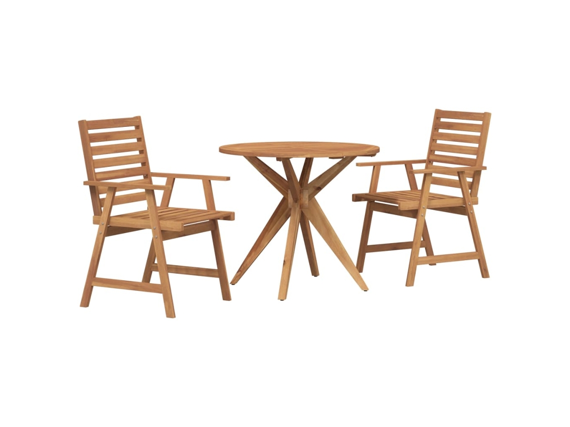 Conjunto 3 de jantar VIDAXL para jardim madeira de acácia maciça