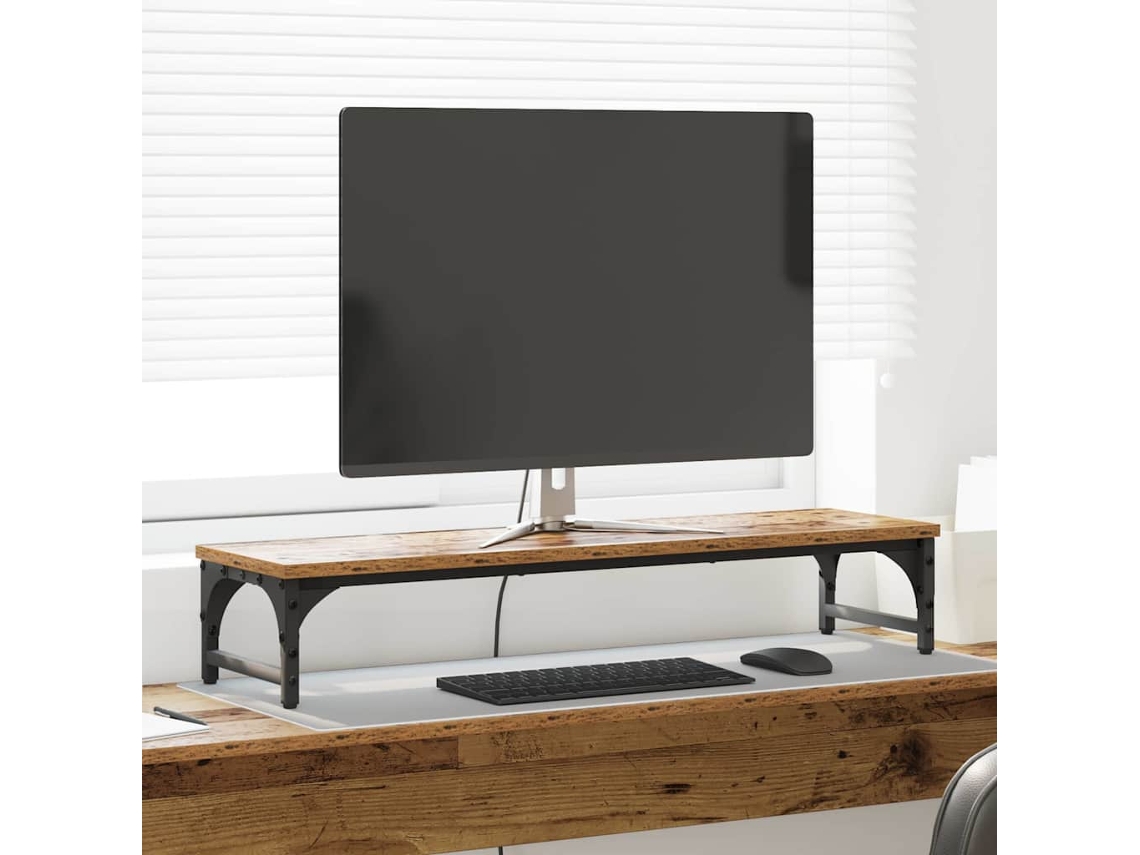 Vidaxl Suporte Para Monitor Madeira Antiga 85 X 23 X 15,5 Cm