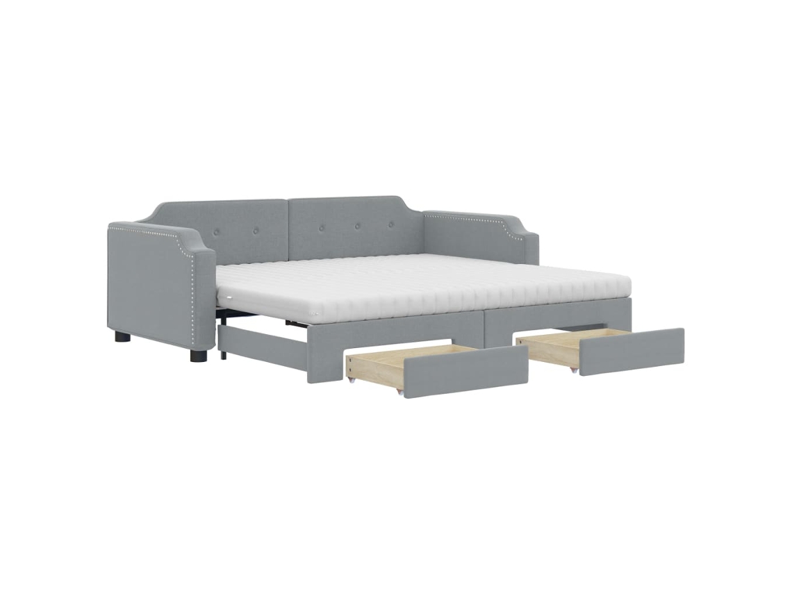 Sofá-cama Com Gavetão Vidaxl Cinzeto Tecido
