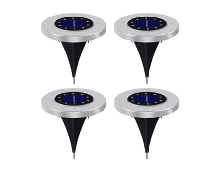 4 Pack Luzes solares exteriores do disco Iluminação impermeável da paisagem da terra compatível com a passagem do passeio do jardim
