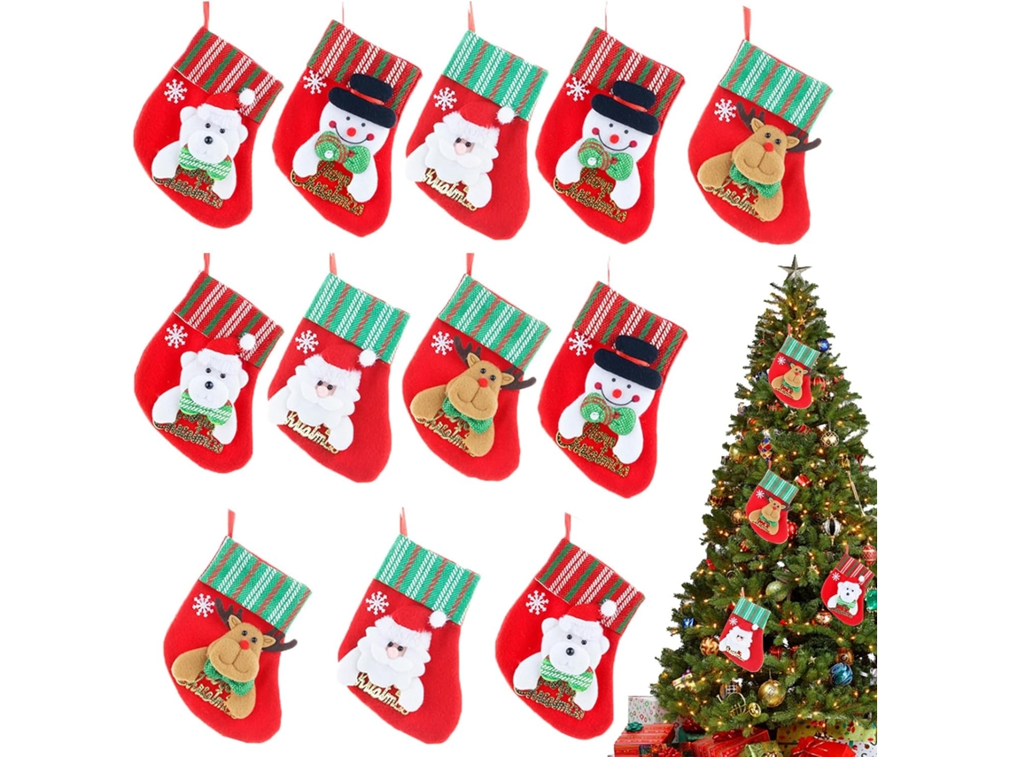 Medias Navideñas, Adornos Navideños,medias Navideñas, Juego De 12 Medias Navideñas Decorativas Para Árboles De Navidad,chimeneas