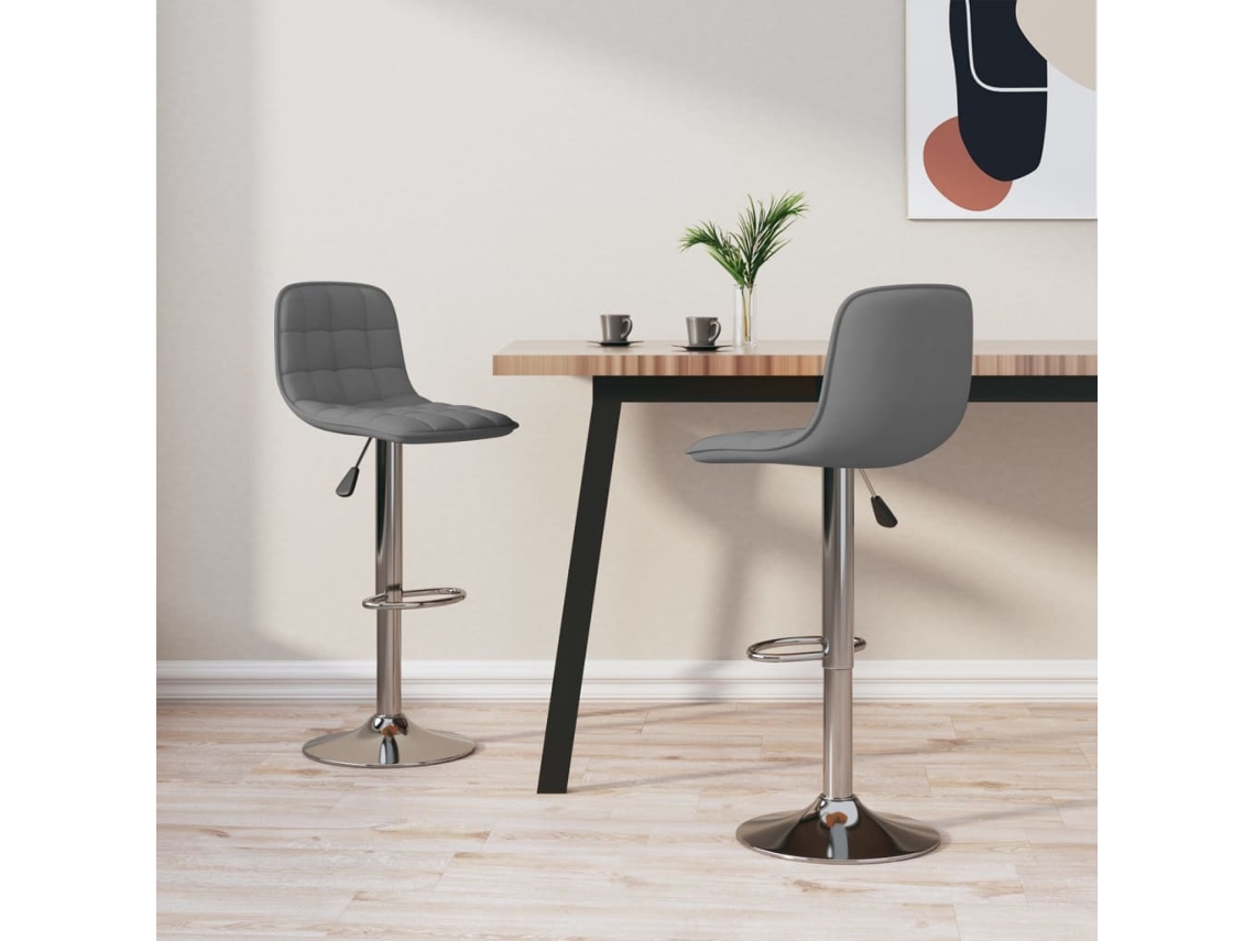 Vidaxl Bancos De Bar 2 Pcs Tecido Cinzento-claro