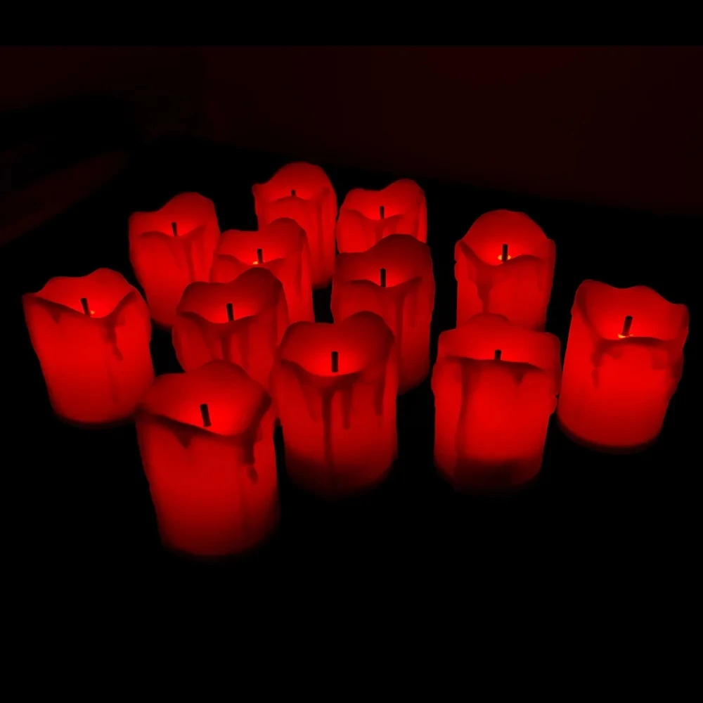 (vermelho) Luz Noturna Led Sem Chama, Velocidade Ajustável, Adequada Para Decorações De Natal E Casamentos, Alimentada Por Bateria.